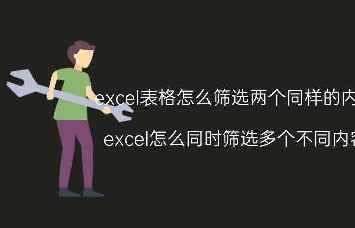 excel表格怎么筛选两个同样的内容 excel怎么同时筛选多个不同内容？